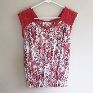 Solitaire Coral and Blue Paisley Tank